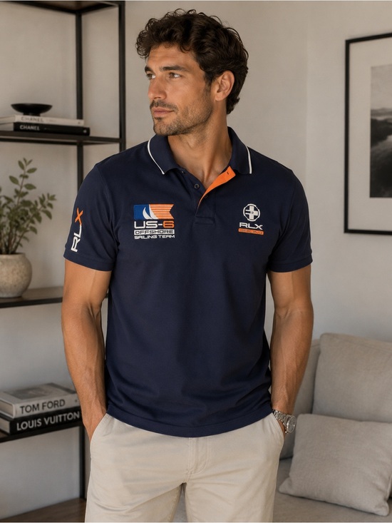 Ralph Lauren Other - Ralph Lauren Navy Polo with Orange Accent and Sailing Patches